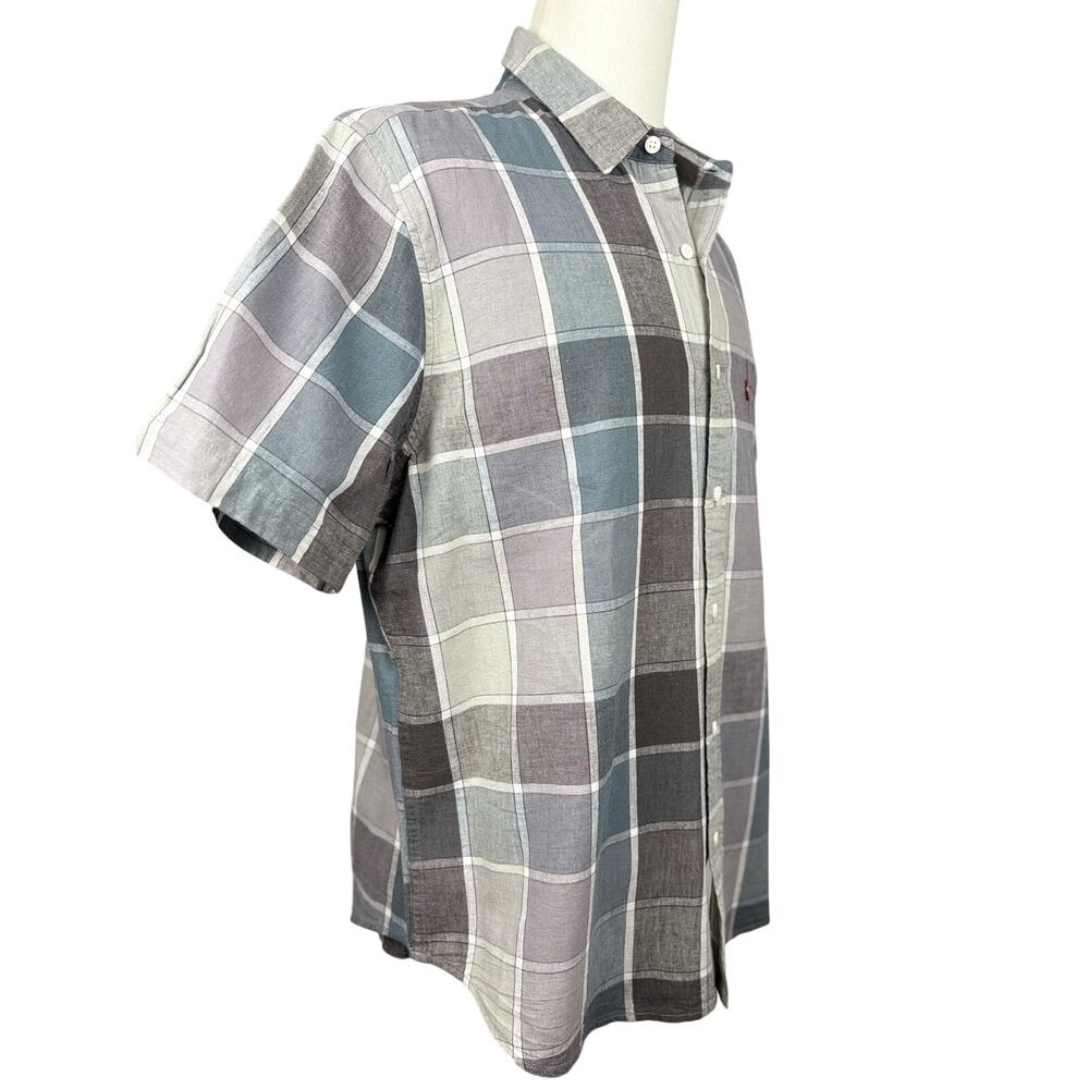 NWT Levi’s Plaid Short Sleeve Button Up Shirt XL Neutral Grunge - Picture 4 of 6